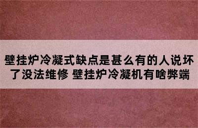 壁挂炉冷凝式缺点是甚么有的人说坏了没法维修 壁挂炉冷凝机有啥弊端